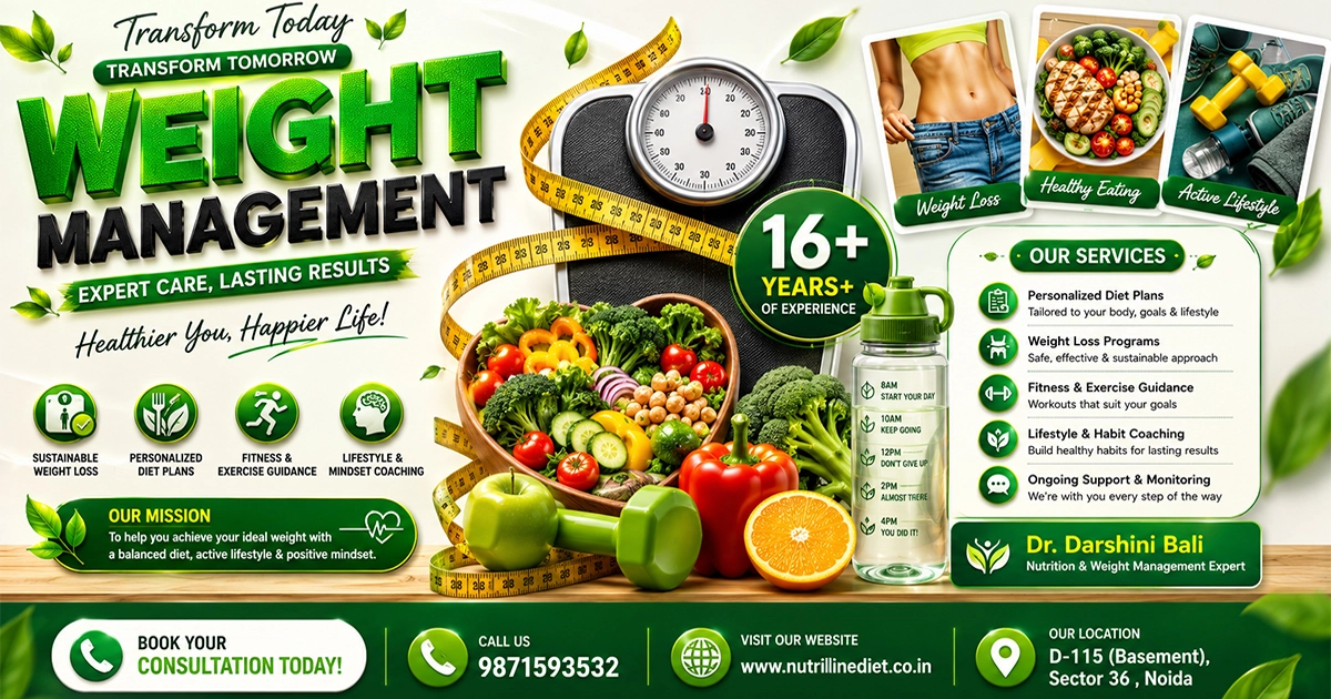 Weight Management Expert in Noida Dr. Darshini Bali 16+ Years Experience Nutriline Diet