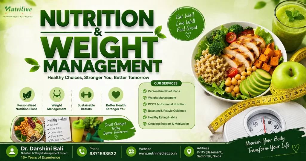 Nutrition and weight management consultation with Dr. Darshini Bali at Nutrilinediet Noida
